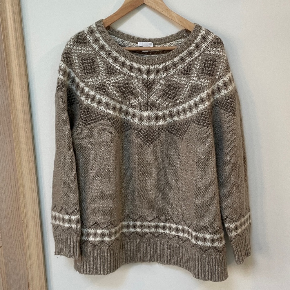 J Jill Womens Sweater Nordic Fair Isle Icelandic - Picture 2 of 7